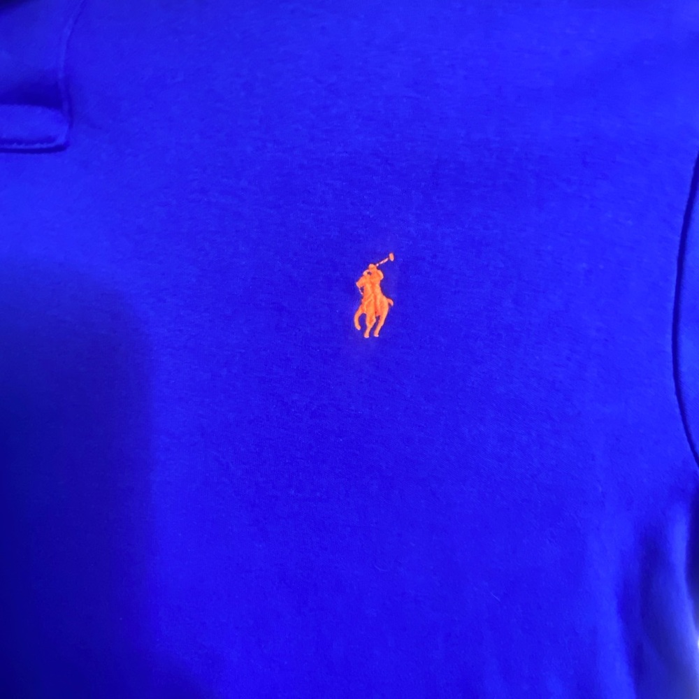 Ralph Lauren Polo Shirt with orange Logo XL Royal Blue custom - Picture 6 of 13
